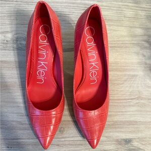 Calvin Klein Coral Croc-Pattern Heels